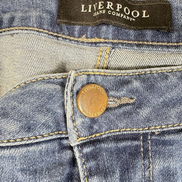 Liverpool Blue Distressed the Crop Boyfriend Women's Jeans Size 10 LM5066TT - Picture 3 of 11